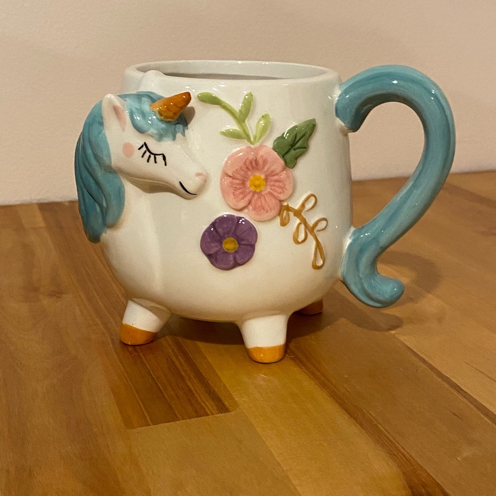 Whimsical Unicorn Mug with Floral Design by Boston Warehouse